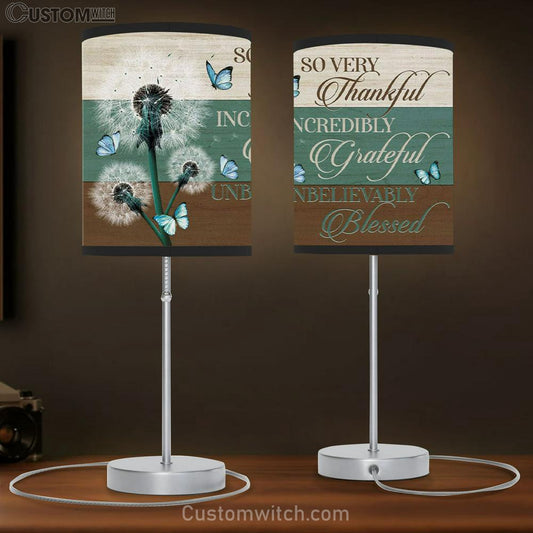 Christian Lamb Gift So Very Thankful Incredibly Grateful Unbelievably Blessed Table Lamb Print - Christian Bedroom Decor