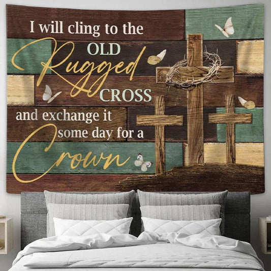 Christian Wall Art The Old Rugged Cross Tapestry Wall Art Print - Christian Wall Decor