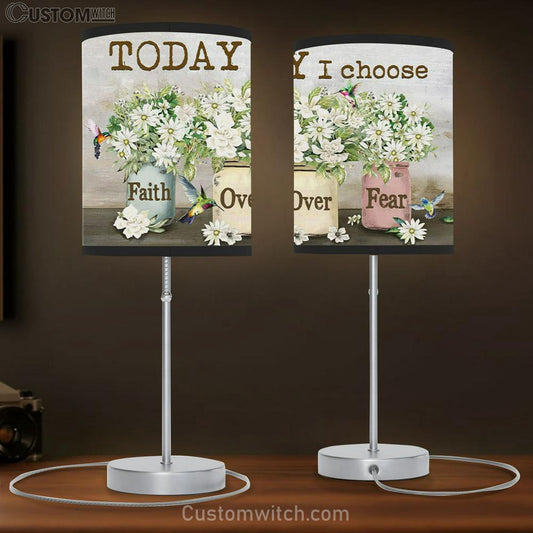 Christian Lamb Gift Today I Choose Faith Over Fear Table Lamb Print - - Christian Bedroom Decor