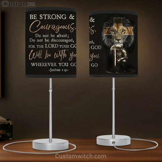 Christian Warrior - Be Strong And Courageous Joshua 19 Table Lamb Gift Print - - Christian Bedroom Decor