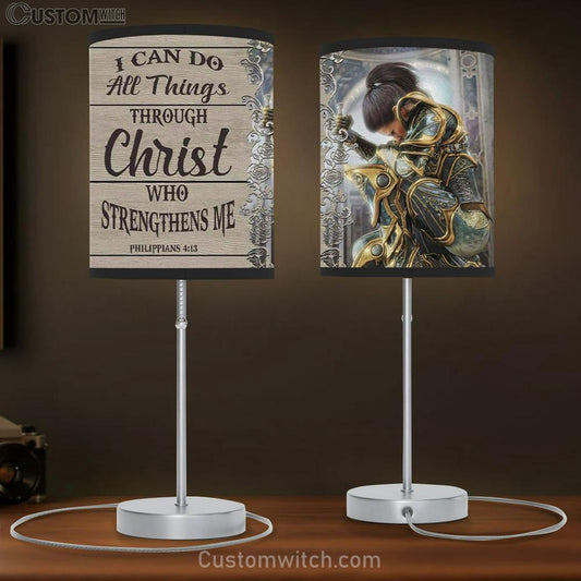 Christian Warrior - Philippians 413 I Can Do All Things Through Christ Table Lamb Gift - Christian Bedroom Decor