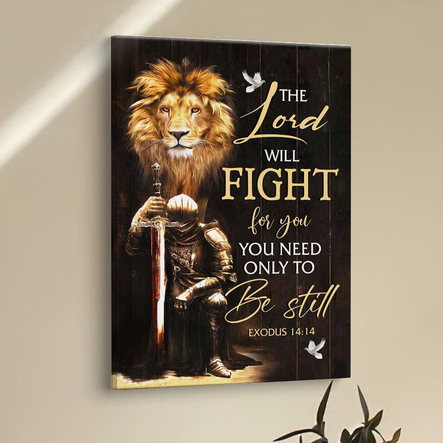 Christian Warrior Exodus 1414 The Lord Will Fight For You Canvas Prints - Bible Verse Wall Decor - Scripture Wall Art