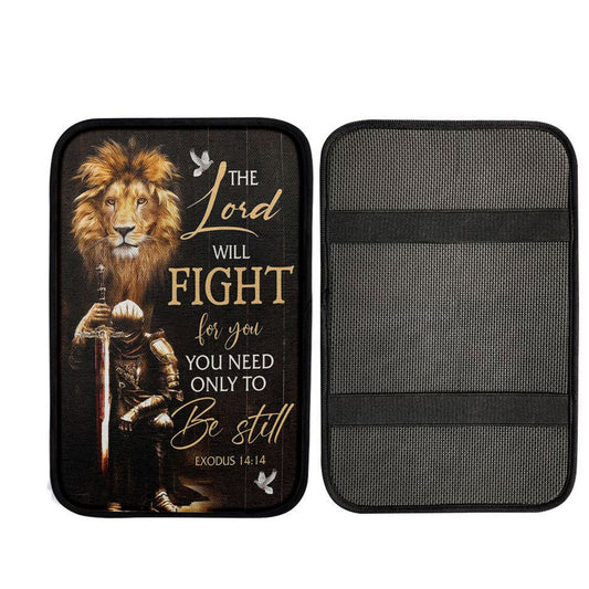 Christian Warrior Exodus 1414 The Lord Will Fight For You Car Center Console Cover, Christian Car Accessories