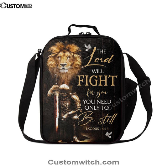 Christian Warrior Exodus 1414 The Lord Will Fight For You Lunch Bag, Christian Lunch Bag For School, Picnic, Religious Lunch Bag