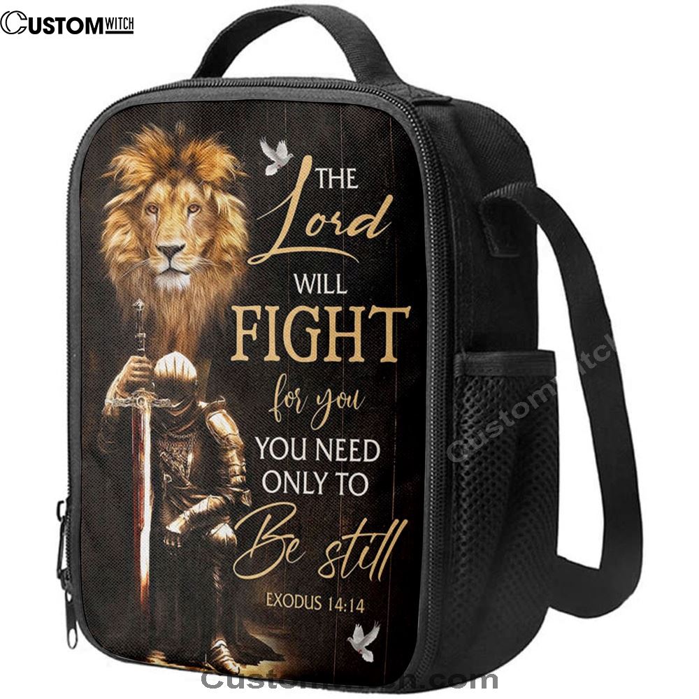 Christian Warrior Exodus 1414 The Lord Will Fight For You Lunch Bag, Christian Lunch Bag For School, Picnic, Religious Lunch Bag