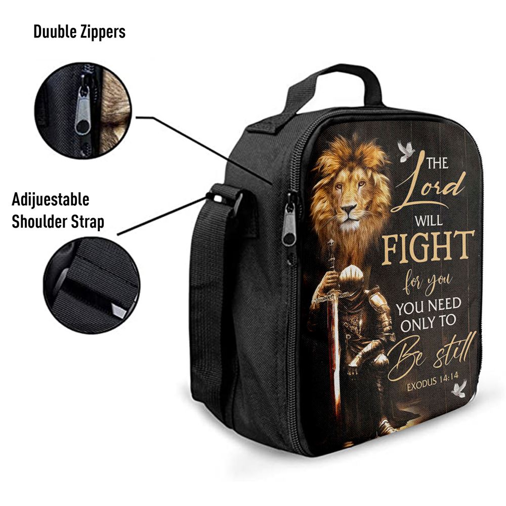 Christian Warrior Exodus 1414 The Lord Will Fight For You Lunch Bag, Christian Lunch Bag For School, Picnic, Religious Lunch Bag
