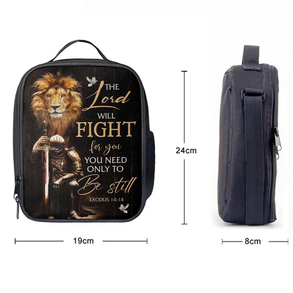 Christian Warrior Exodus 1414 The Lord Will Fight For You Lunch Bag, Christian Lunch Bag For School, Picnic, Religious Lunch Bag