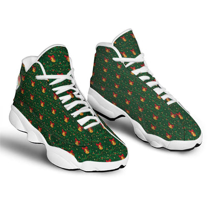 Christmas Basketball Shoes, Bell Cute Christmas Print Pattern Jd13 Shoes For Men Women, Christmas Fashion Shoes
