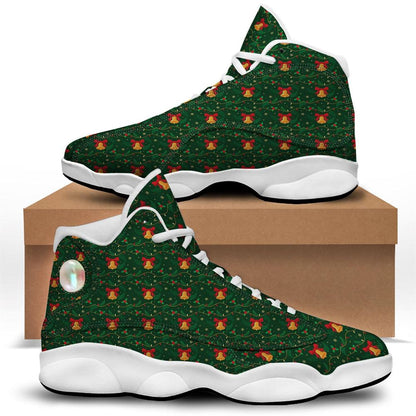 Christmas Basketball Shoes, Bell Cute Christmas Print Pattern Jd13 Shoes For Men Women, Christmas Fashion Shoes