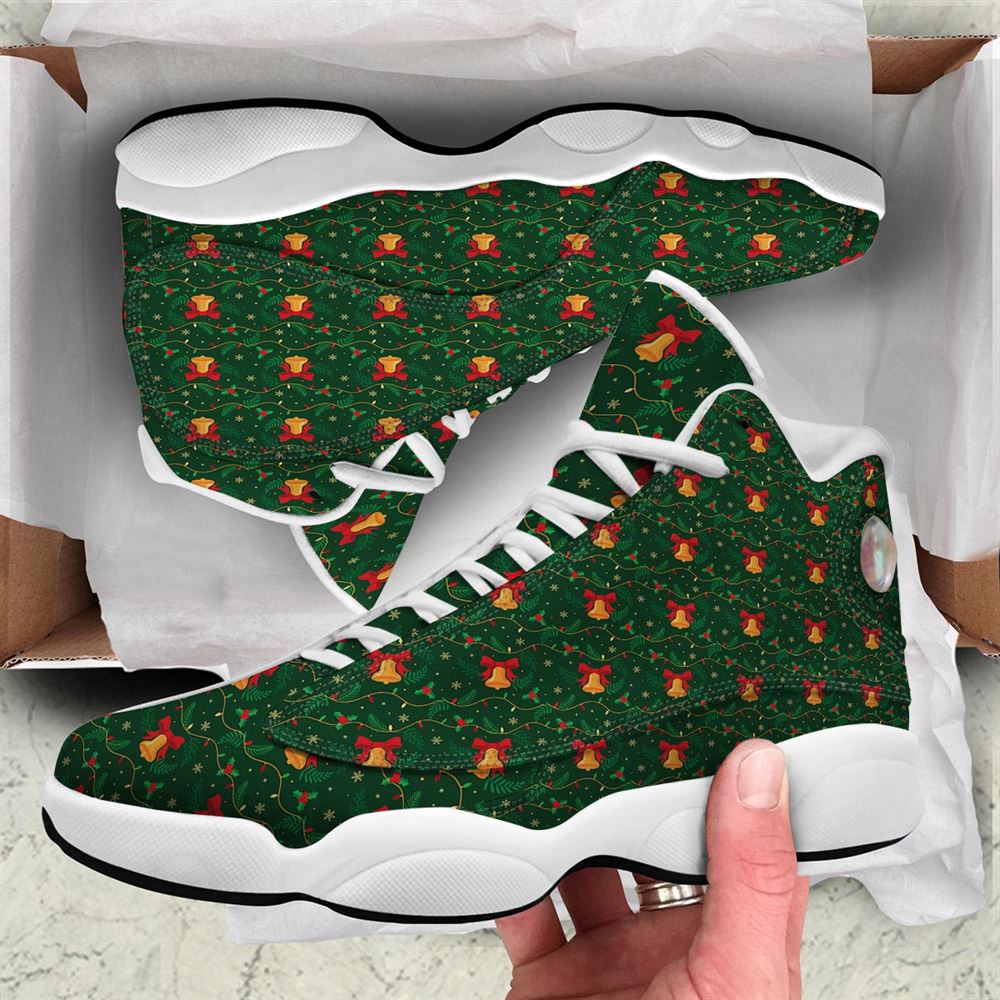 Christmas Basketball Shoes, Bell Cute Christmas Print Pattern Jd13 Shoes For Men Women, Christmas Fashion Shoes