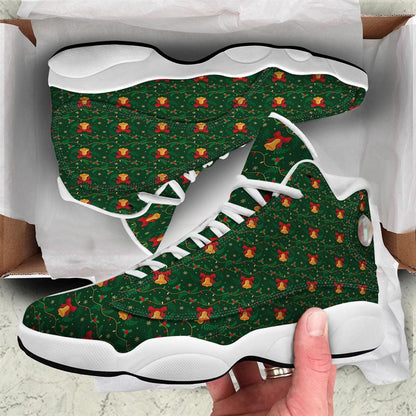 Christmas Basketball Shoes, Bell Cute Christmas Print Pattern Jd13 Shoes For Men Women, Christmas Fashion Shoes