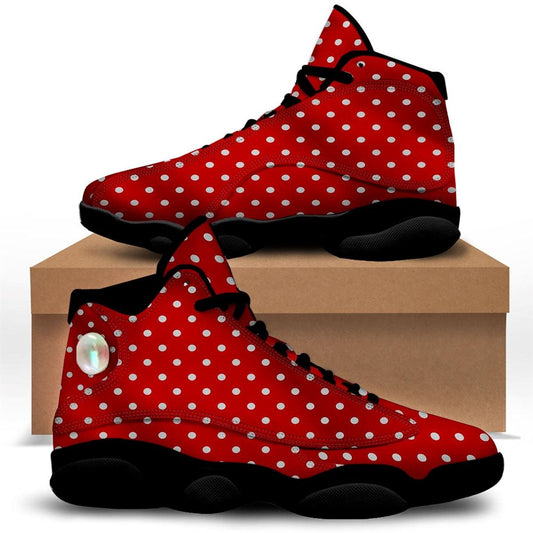 Christmas Basketball Shoes, Christmas Dots White And Red Print Jd13 Shoes For Men Women, Christmas Fashion Shoes