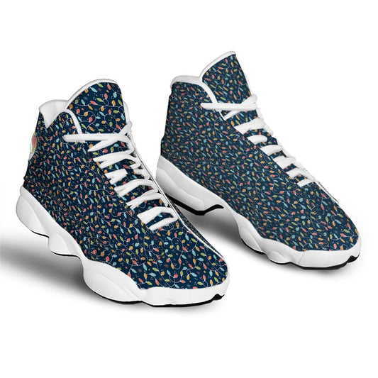 Christmas Basketball Shoes, Christmas Lights Colorful Print Jd13 Shoes For Men Women, Christmas Fashion Shoes