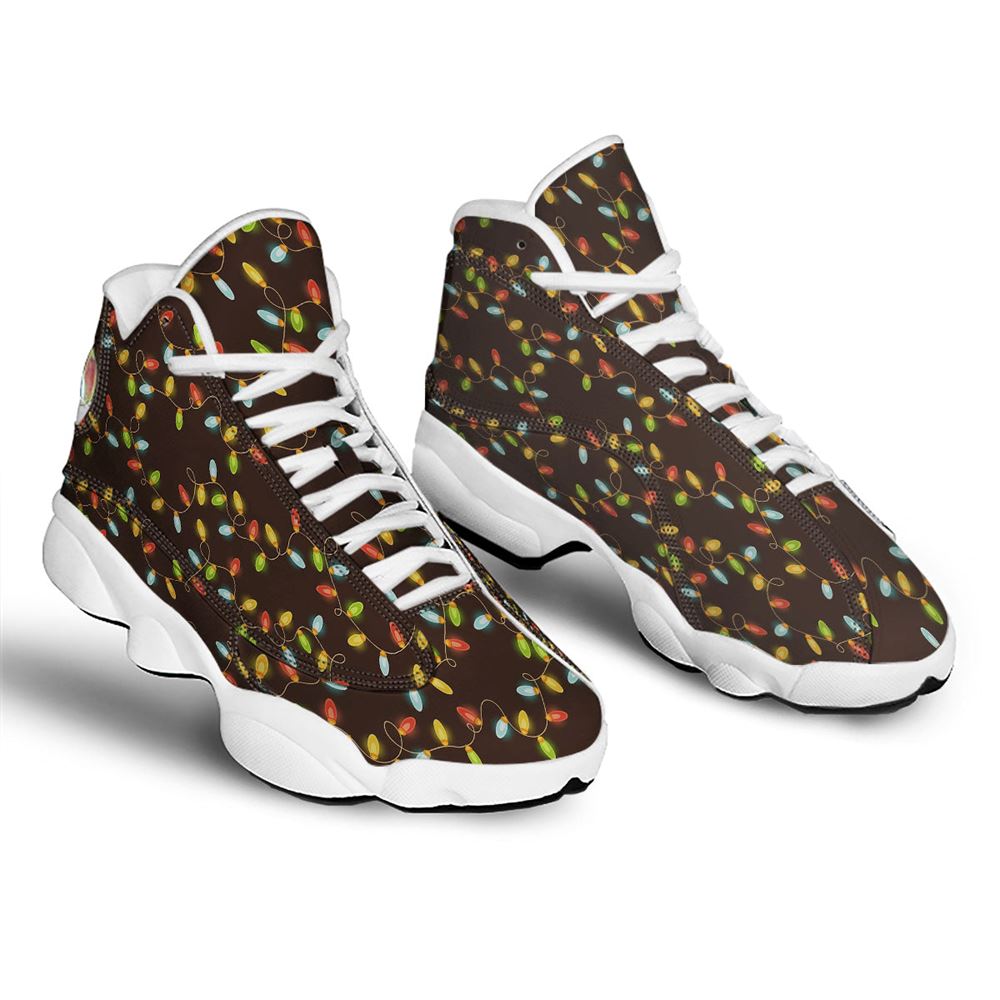 Christmas Basketball Shoes, Christmas Lights Print Pattern Jd13 Shoes For Men Women, Christmas Fashion Shoes