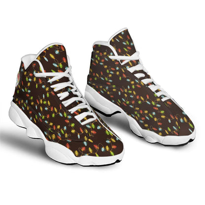 Christmas Basketball Shoes, Christmas Lights Print Pattern Jd13 Shoes For Men Women, Christmas Fashion Shoes