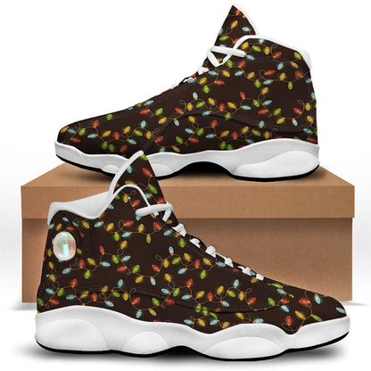 Christmas Basketball Shoes, Christmas Lights Print Pattern Jd13 Shoes For Men Women, Christmas Fashion Shoes