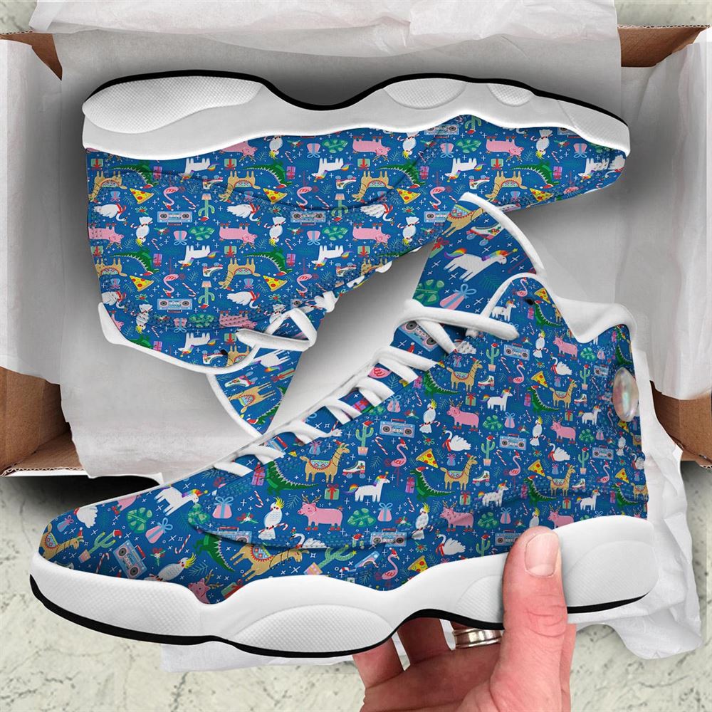 Christmas Basketball Shoes, Christmas Party Funny Animals Print Pattern Jd13 Shoes For Men Women, Christmas Fashion Shoes