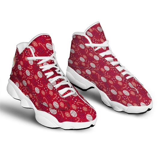 Christmas Basketball Shoes, Elements Merry Christmas Print Pattern Jd13 Shoes For Men Women, Christmas Fashion Shoes