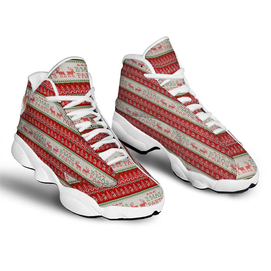 Christmas Basketball Shoes, Festive Christmas Knitted Print Pattern Jd13 Shoes For Men Women, Christmas Fashion Shoes