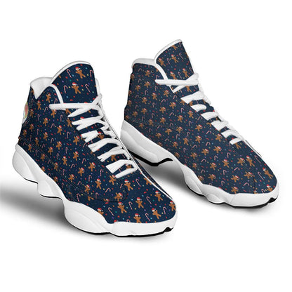 Christmas Basketball Shoes, Gingerbread Christmas Print Pattern Jd13 Shoes For Men Women, Christmas Fashion Shoes