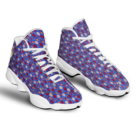 Christmas Basketball Shoes, Holiday Elements Christmas Print Pattern Jd13 Shoes For Men Women, Christmas Fashion Shoes