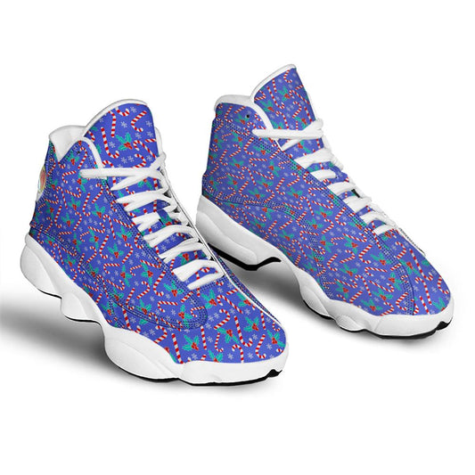 Christmas Basketball Shoes, Holly Berry And Candy Cane Christmas Print Pattern Jd13 Shoes For Men Women, Christmas Fashion Shoes
