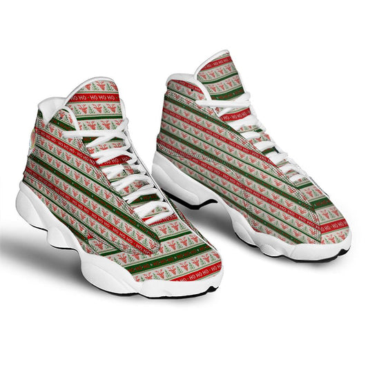 Christmas Basketball Shoes, Knitted Christmas Print Pattern Jd13 Shoes For Men Women, Christmas Fashion Shoes