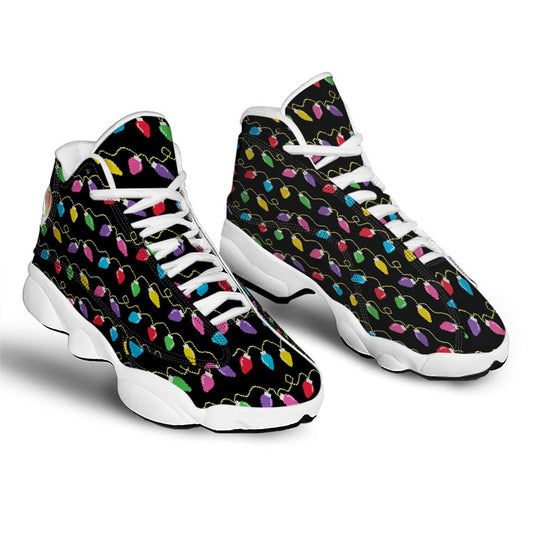 Christmas Basketball Shoes, Lights Christmas Pixel Print Pattern Jd13 Shoes For Men Women, Christmas Fashion Shoes