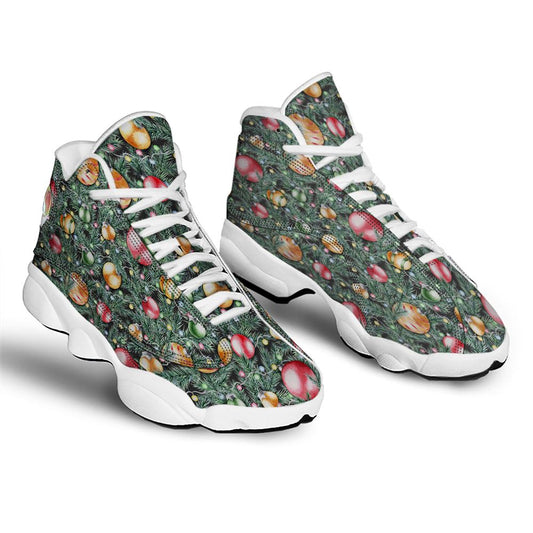 Christmas Basketball Shoes, Merry Christmas Watercolor Print Pattern Jd13 Shoes For Men Women, Christmas Fashion Shoes