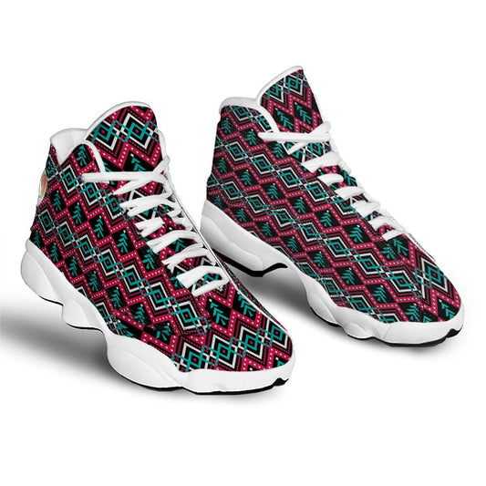 Christmas Basketball Shoes, Merry Christmas Zigzag Print Pattern Jd13 Shoes For Men Women, Christmas Fashion Shoes