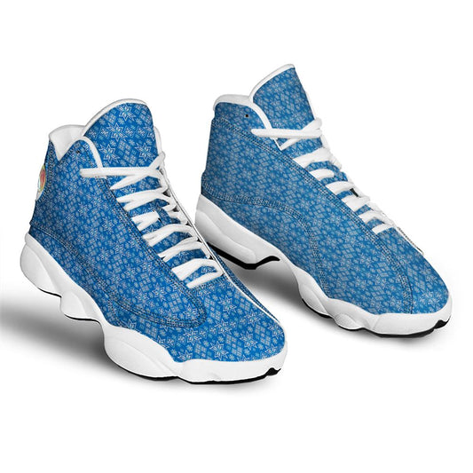 Christmas Basketball Shoes, Nordic Knitted Christmas Print Pattern Jd13 Shoes For Men Women, Christmas Fashion Shoes