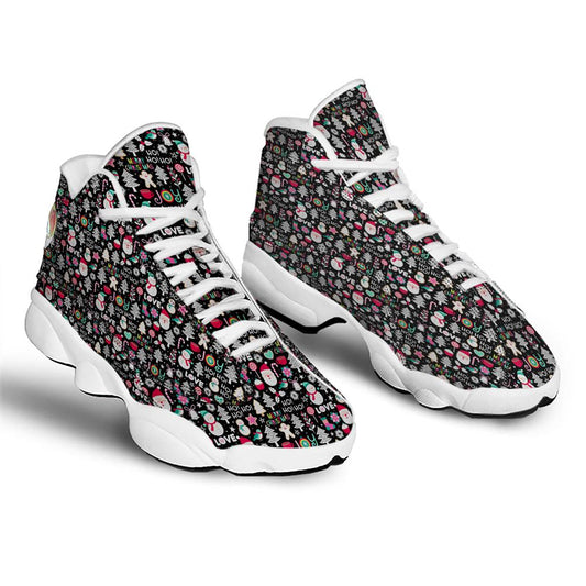 Christmas Basketball Shoes, Party Elements Christmas Print Pattern Jd13 Shoes For Men Women, Christmas Fashion Shoes