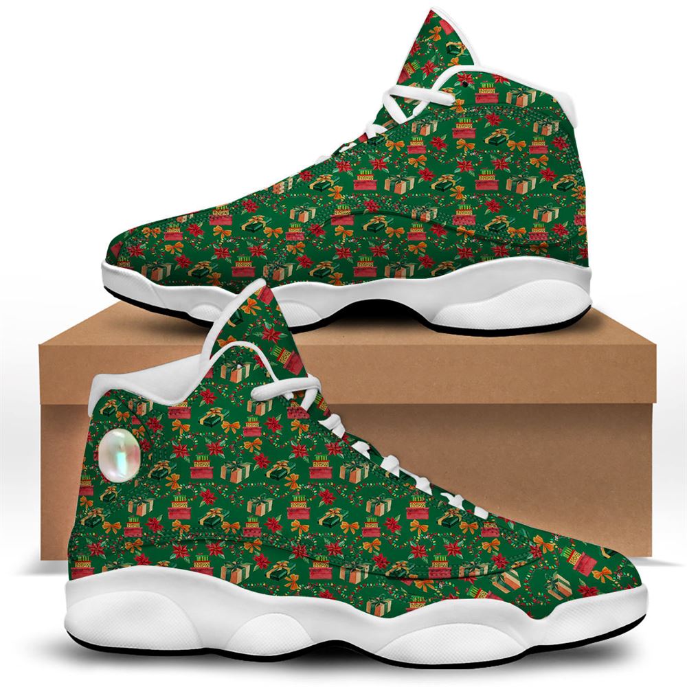 Christmas Basketball Shoes, Poinsettia Cute Christmas Print Pattern Jd13 Shoes For Men Women, Christmas Fashion Shoes