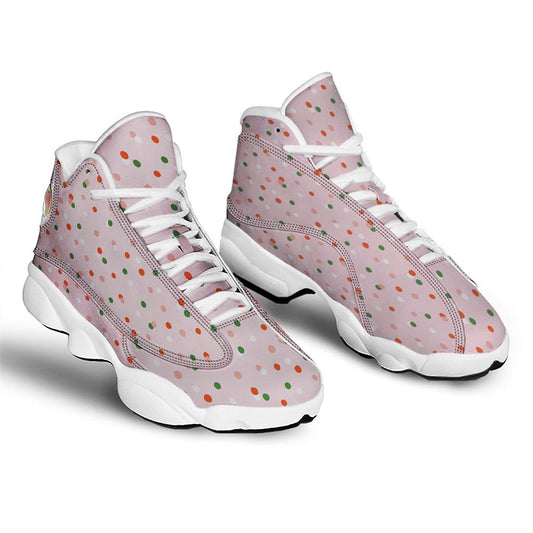 Christmas Basketball Shoes, Polka Dot Merry Christmas Print Pattern Jd13 Shoes For Men Women, Christmas Fashion Shoes