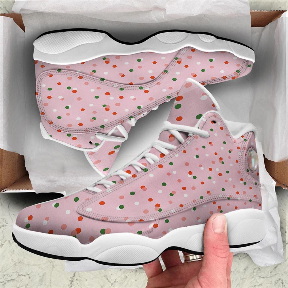 Christmas Basketball Shoes, Polka Dot Merry Christmas Print Pattern Jd13 Shoes For Men Women, Christmas Fashion Shoes