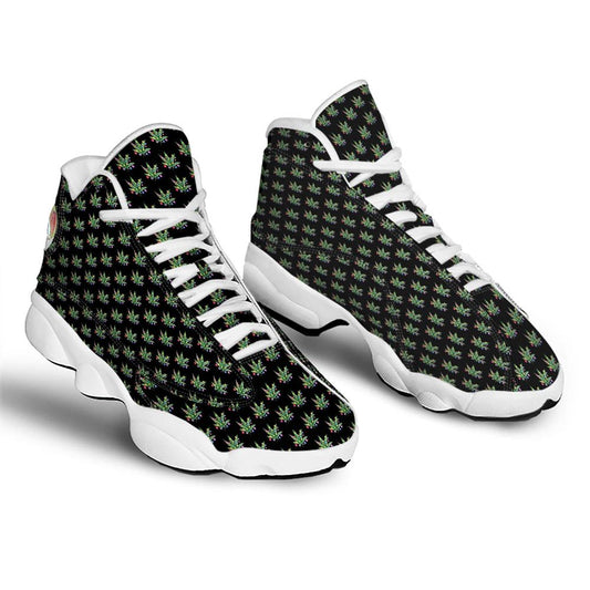 Christmas Basketball Shoes, Pot Leaf Christmas Print Pattern Jd13 Shoes For Men Women, Christmas Fashion Shoes