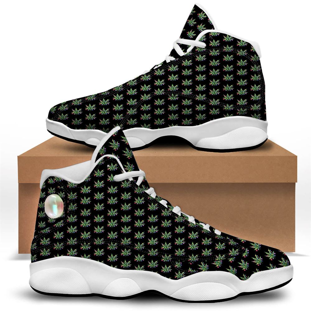 Christmas Basketball Shoes, Pot Leaf Christmas Print Pattern Jd13 Shoes For Men Women, Christmas Fashion Shoes