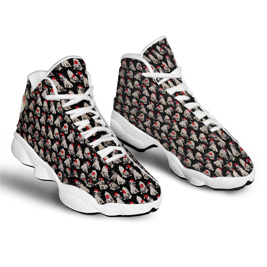 Christmas Basketball Shoes, Pug Christmas Santa Print Pattern Jd13 Shoes For Men Women, Christmas Fashion Shoes
