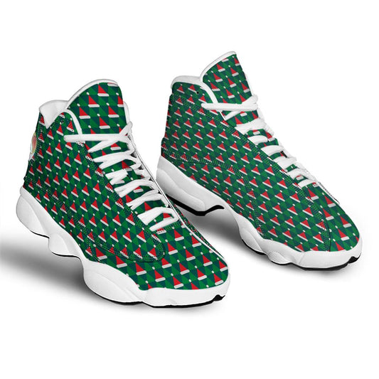 Christmas Basketball Shoes, Santa Hats Christmas Print Pattern Jd13 Shoes For Men Women, Christmas Fashion Shoes