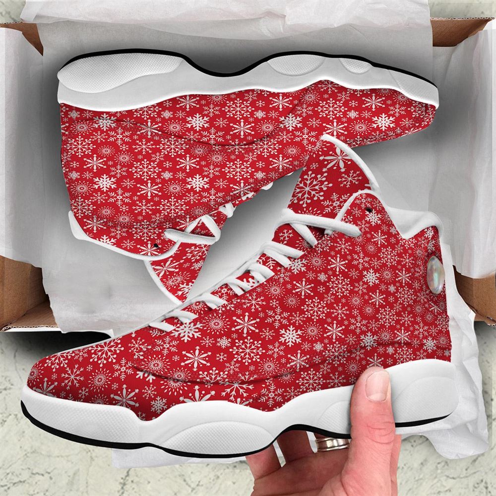 Christmas Basketball Shoes, Snowflake Christmas Print Jd13 Shoes For Men Women, Christmas Fashion Shoes
