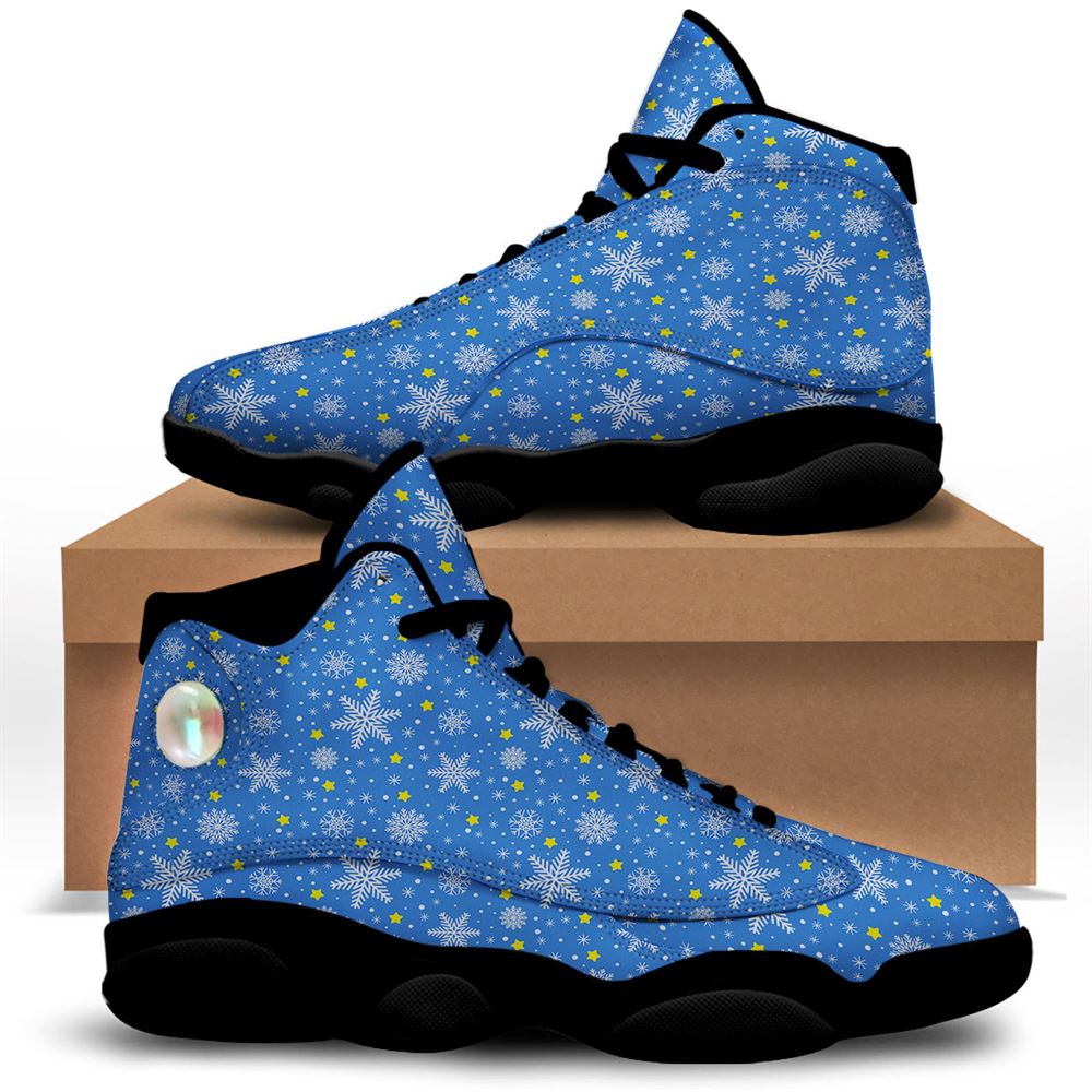 Christmas Basketball Shoes, Stars And Christmas Snowflakes Print Jd13 Shoes For Men Women, Christmas Fashion Shoes