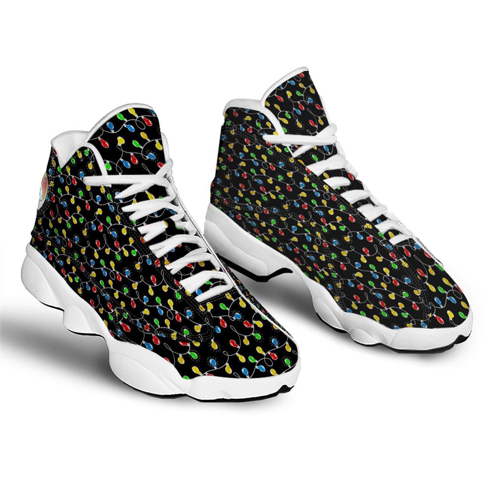 Christmas Basketball Shoes, String Lights Colorful Christmas Print Jd13 Shoes For Men Women, Christmas Fashion Shoes