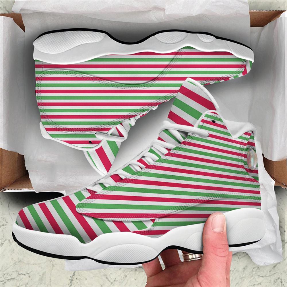 Christmas Basketball Shoes, Striped Merry Christmas Print Pattern Jd13 Shoes For Men Women, Christmas Fashion Shoes