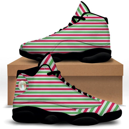 Christmas Basketball Shoes, Striped Merry Christmas Print Pattern Jd13 Shoes For Men Women, Christmas Fashion Shoes