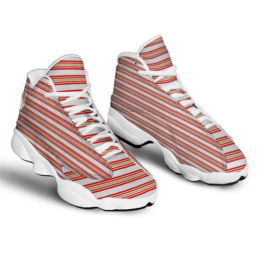 Christmas Basketball Shoes, Stripes Merry Christmas Print Pattern Jd13 Shoes For Men Women, Christmas Fashion Shoes