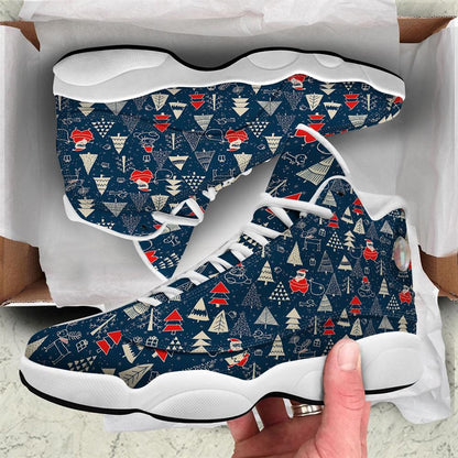 Christmas Basketball Shoes, Tree Merry Christmas Print Pattern Jd13 Shoes For Men Women, Christmas Fashion Shoes