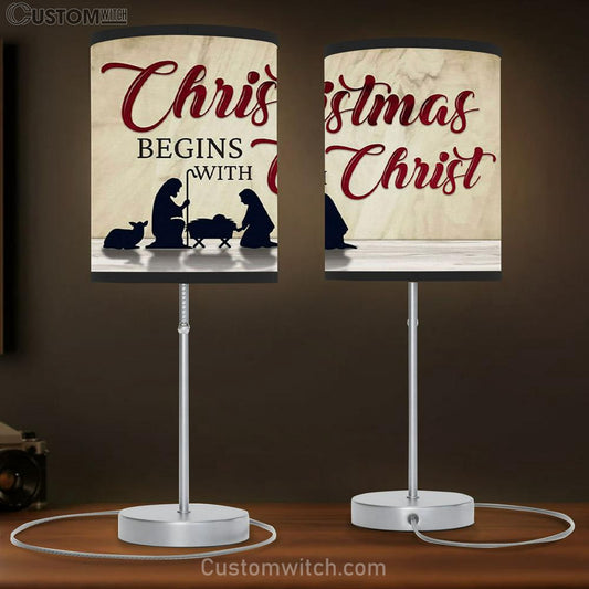 Christmas Begins With Christ - Nativity Of Jesus - Christmas Table Lamb Gift - Christian Bedroom Decor