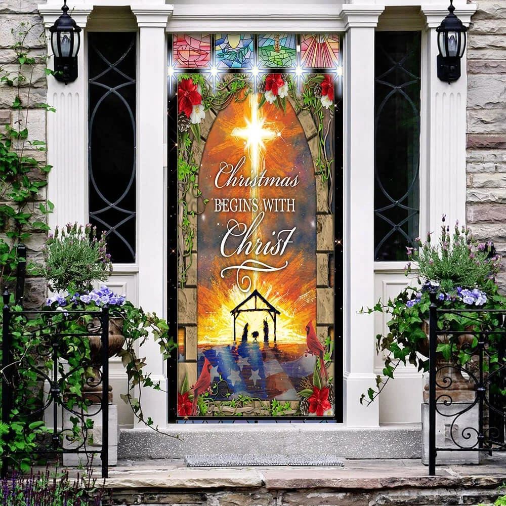 Christmas Begins With Christ Door Cover, Front Door Christmas Cover, Christian Door Decor, Door Christian Church, Christian Door Plaques