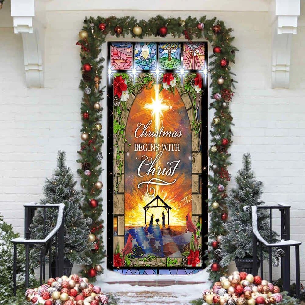 Christmas Begins With Christ Door Cover, Front Door Christmas Cover, Christian Door Decor, Door Christian Church, Christian Door Plaques