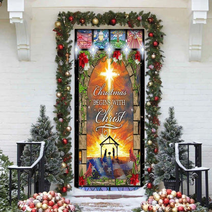 Christmas Begins With Christ Door Cover, Front Door Christmas Cover, Christian Door Decor, Door Christian Church, Christian Door Plaques